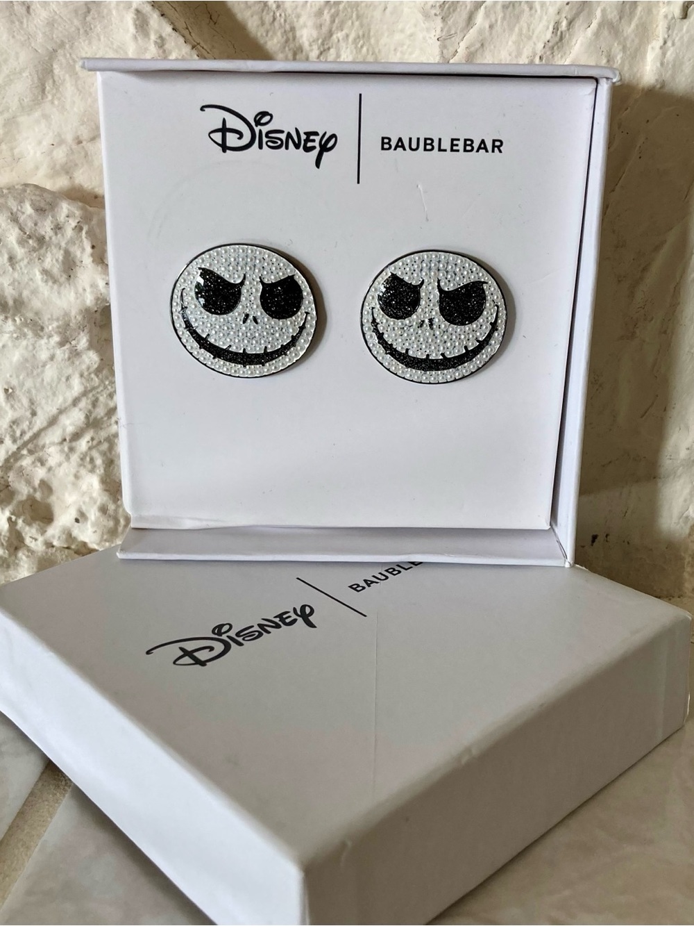 BaubleBar Disney Jack Skellington Crystal Studs - White & Black